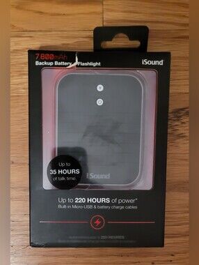 iSound 7800 mAh Backup Battery Charger & Flashlight - NEW!!!!!